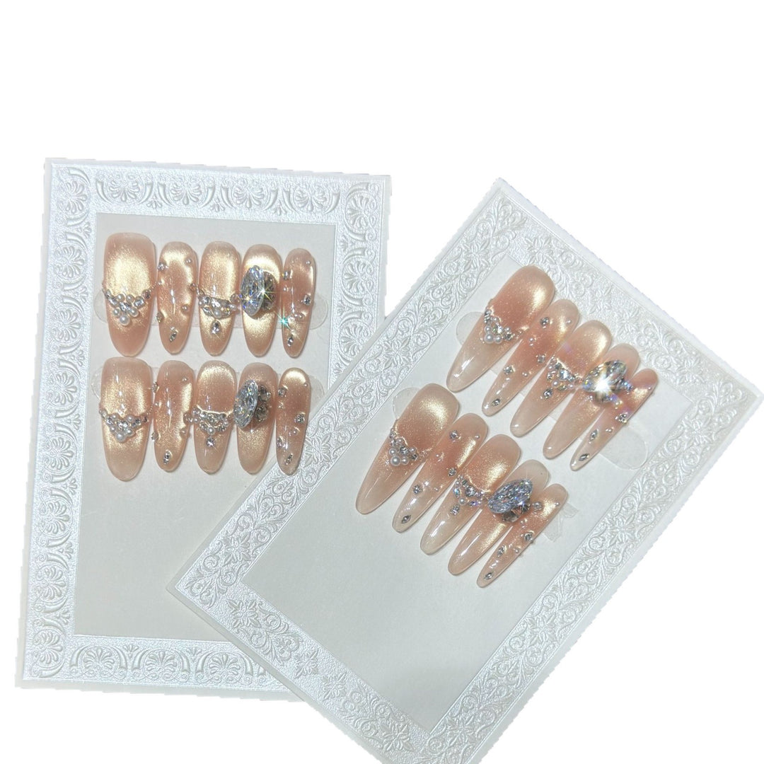 Elegant Stiletto Nail Art Set with Rhinestone and Glitter Detailing Kalsten