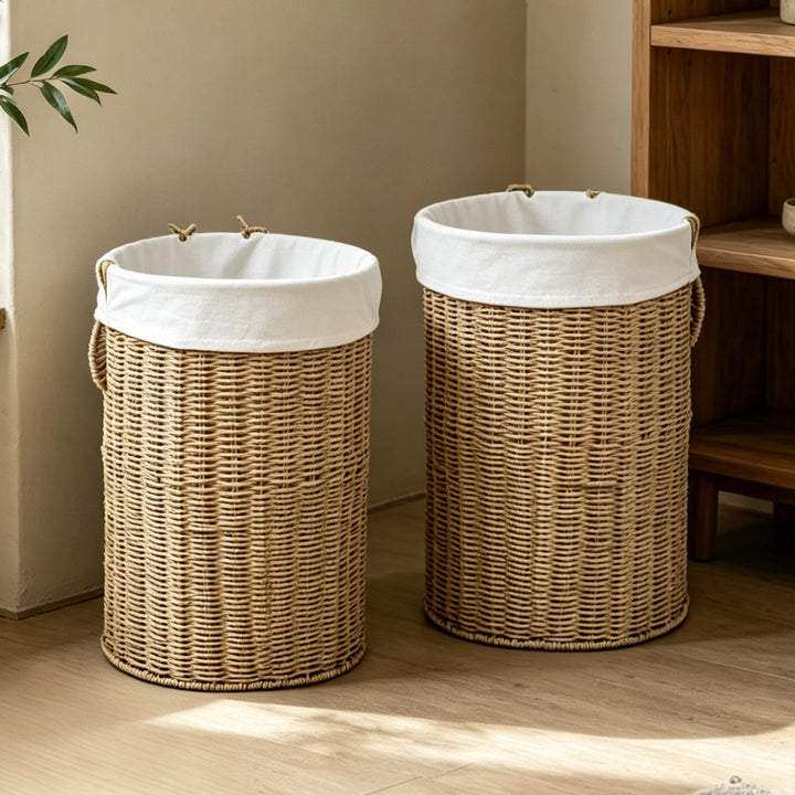 Rustic laundry basket made of woven material Kalsten