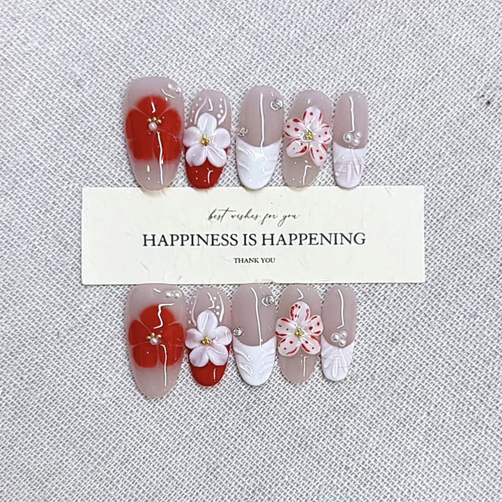 Decorative Floral Press-On Nail Art Set Kalsten