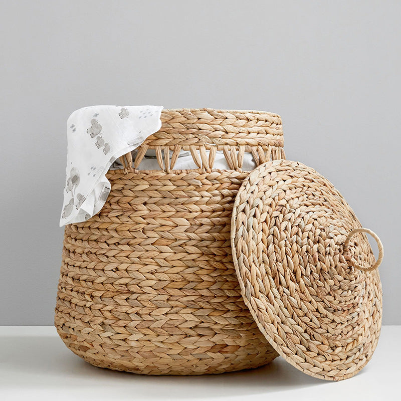 Handwoven storage basket with lid Kalsten