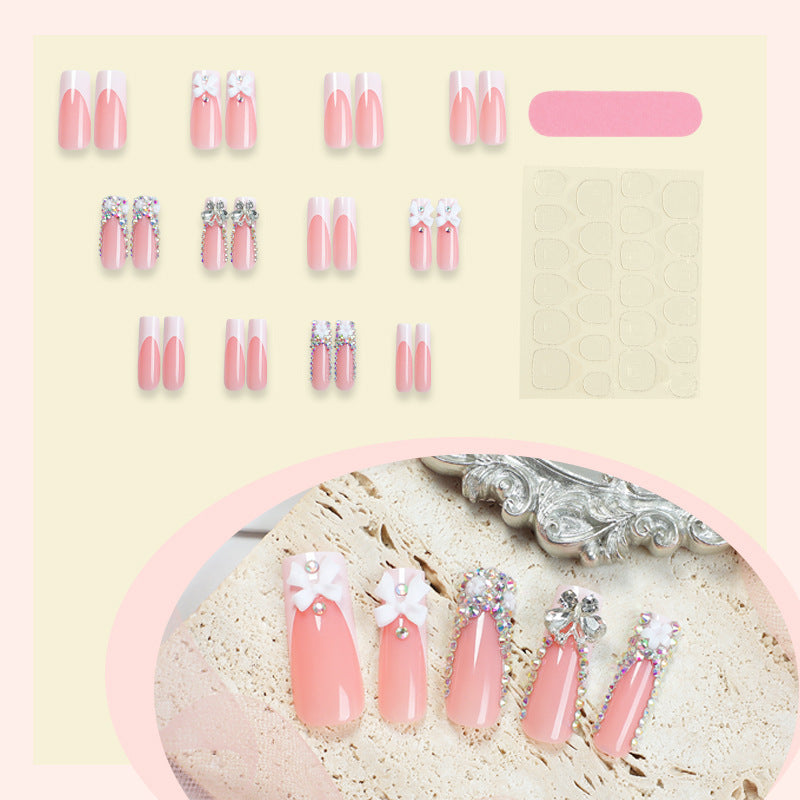 Decorative Press-On Nail Art Set with Rhinestone Accents kalsten