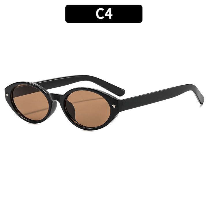 Vintage-Inspired Oval Frame Sunglasses