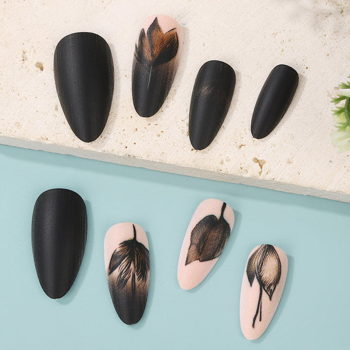 Creative Nail Art Set with Elegant Leaf Patterns Kalsten