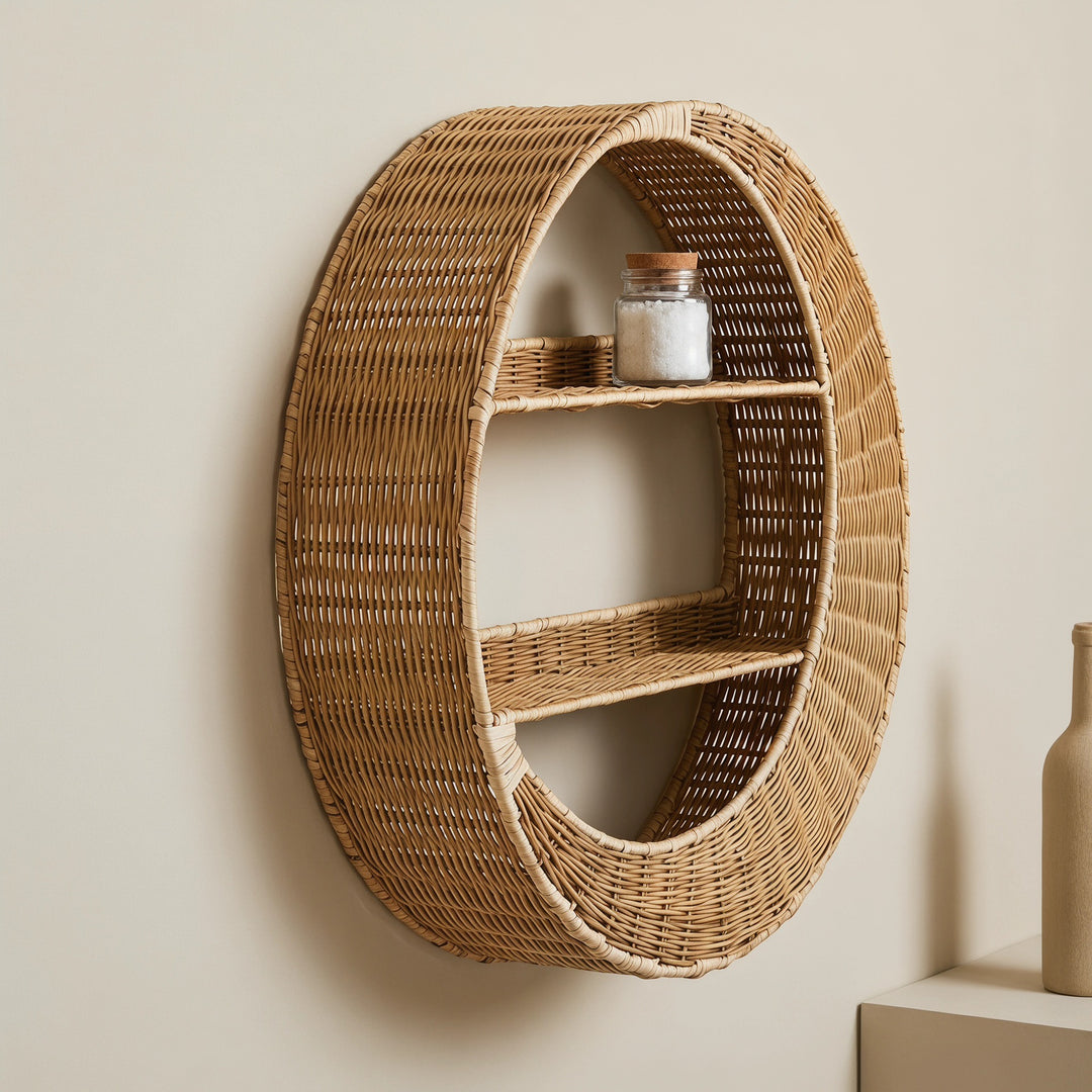 Wall shelf made of handcrafted willow material Kalsten