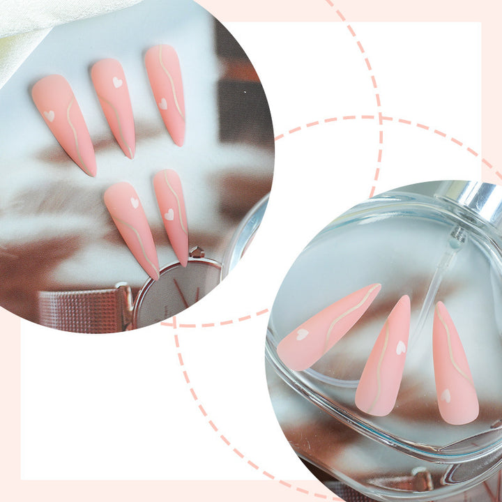Elegant Heart Accent Press-On Nails Kalsten