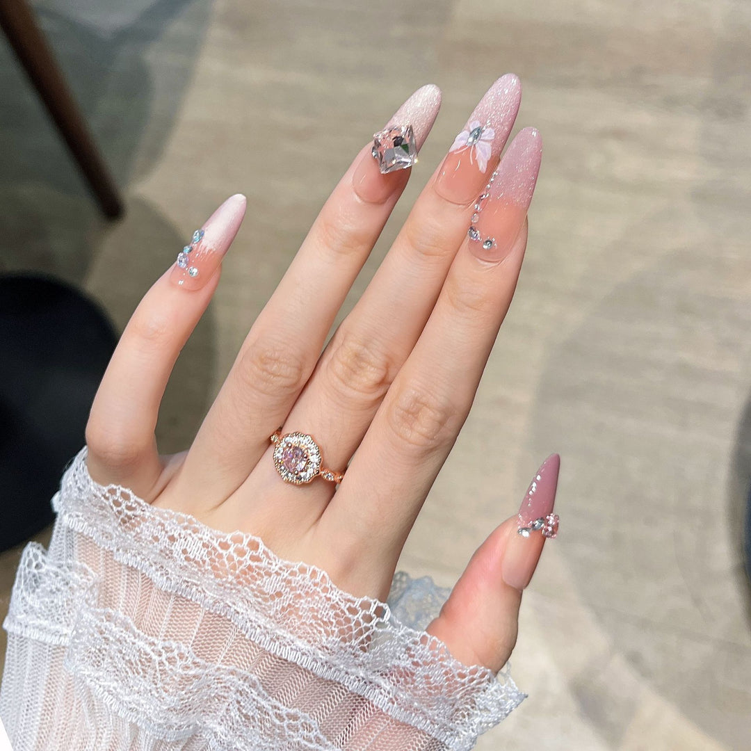 Elegant Decorative Press-On Nail Extensions with Pearls Kalsten