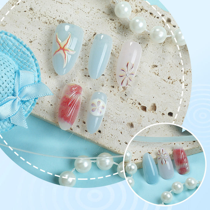 Shell-Inspired Decorative Press-On Nails