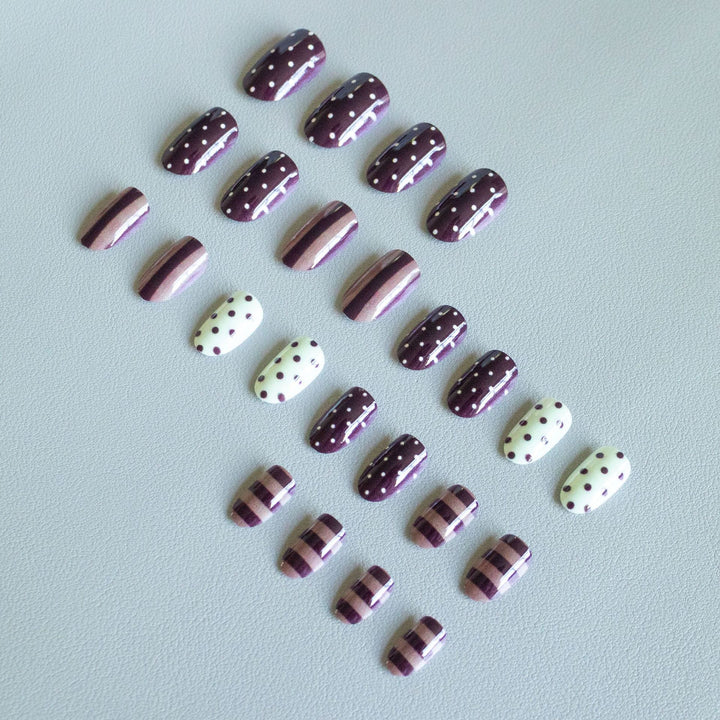 Artistic Nail Art Kit with Chocolate and Polka Dot Designs