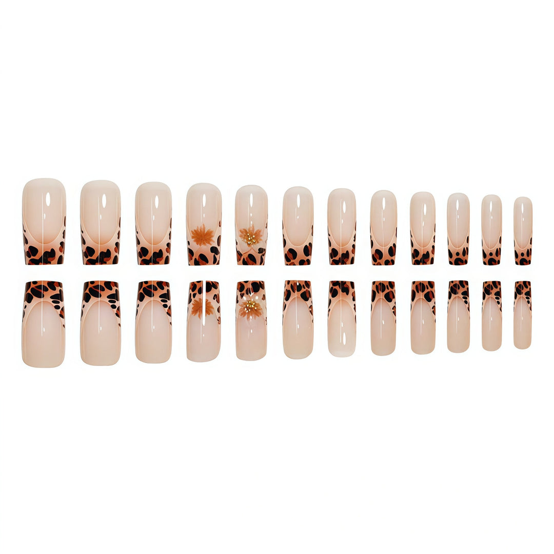 Premium Decorative Press-On Nail Art with Leopard Print Accents Kalsten