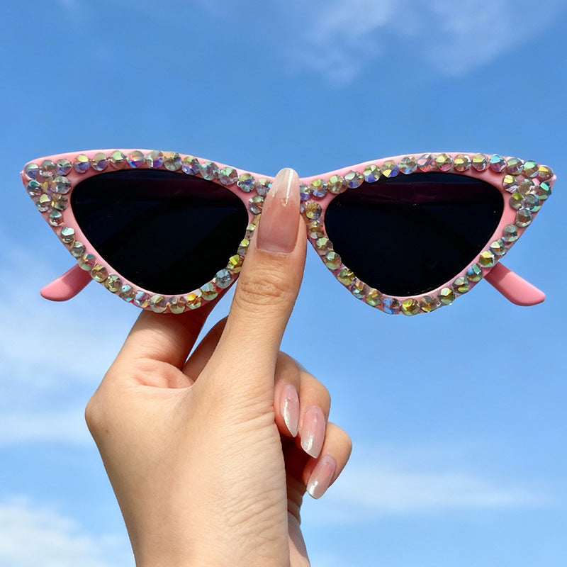 Glamorous Rhinestone-Accented Cat-Eye Sunglasses Kalsten