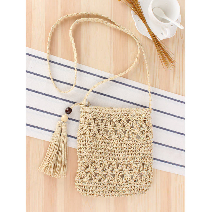 Handbag Made of Hand-Knotted Natural Material with Elegant Tassel Pendant Kalsten