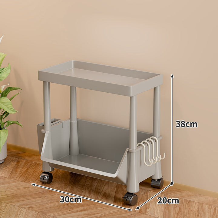 Slim Vertical Multi-Tier Rolling Storage Cart with Tilted Open Bins and Swivel Casters
