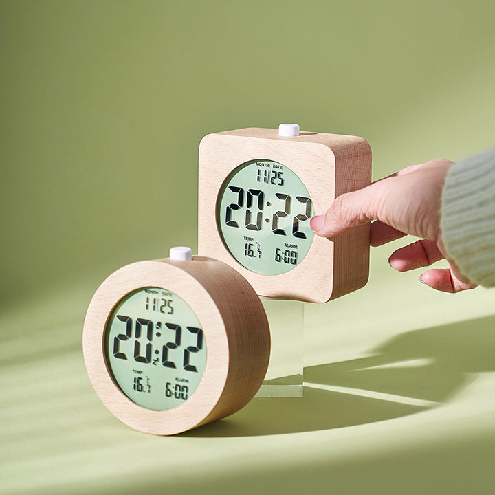 Digital wood alarm clock with temperature display Kalsten