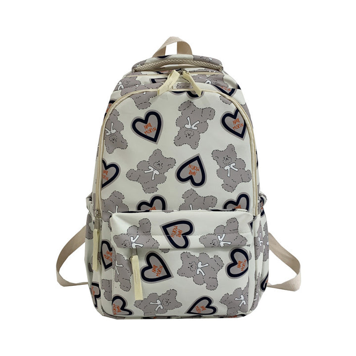 Backpack with Cute Bear Pattern and Functional Compartments Kalsten