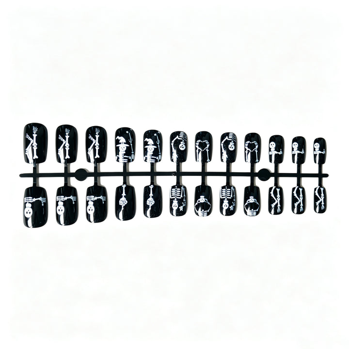 Halloween-Themed Skeleton Nail Art Set
