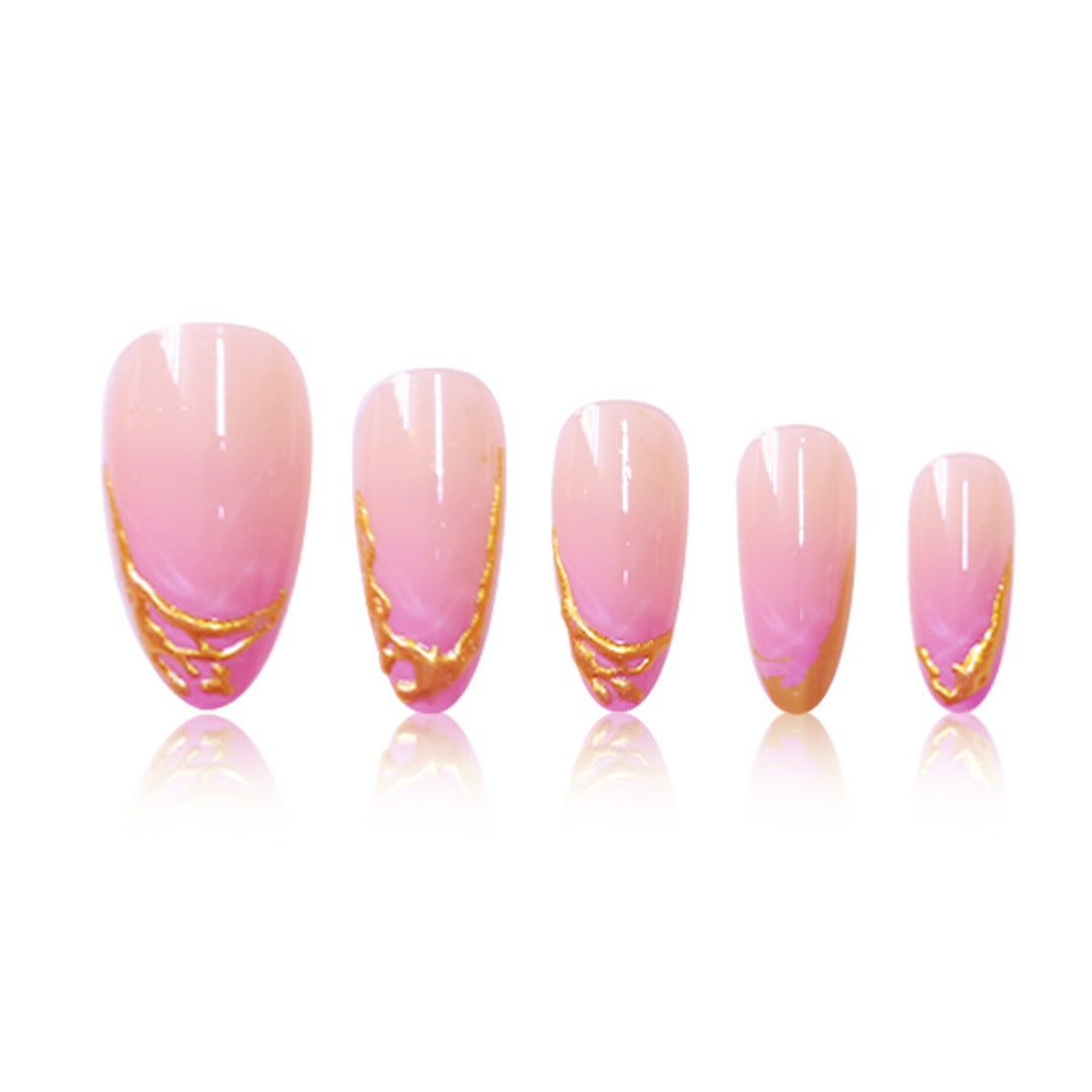 Elegant Stiletto Press-On Nail Extensions with Gold Tip Accents Kalsten