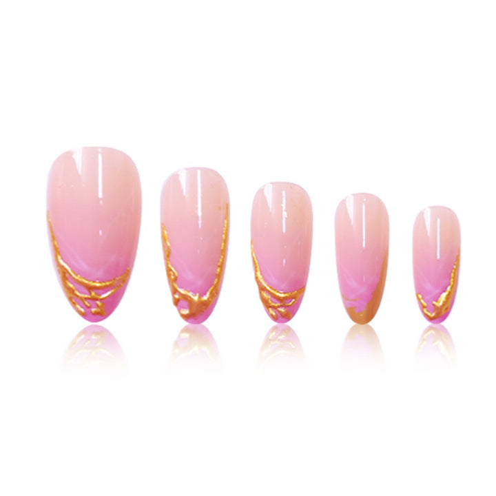 Elegant Stiletto Press-On Nail Extensions with Gold Tip Accents Kalsten