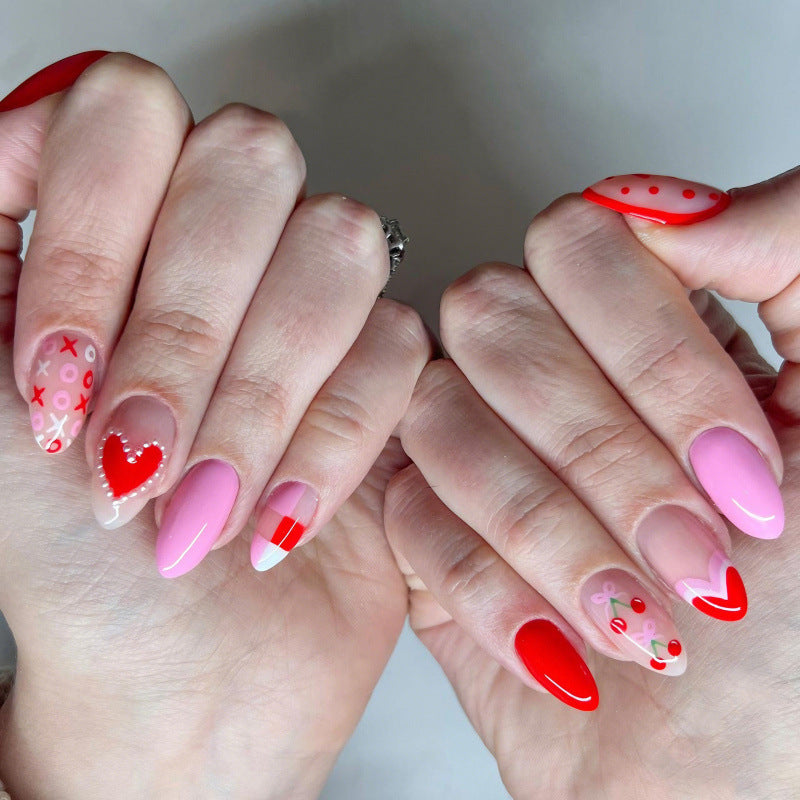 Themed Heart-Inspired Press-On Nail Art Set