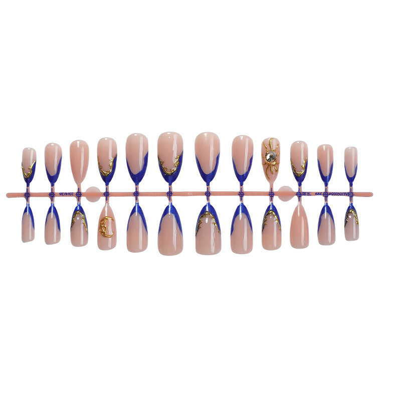 Nail art set with elegant gold-blue design Kalsten