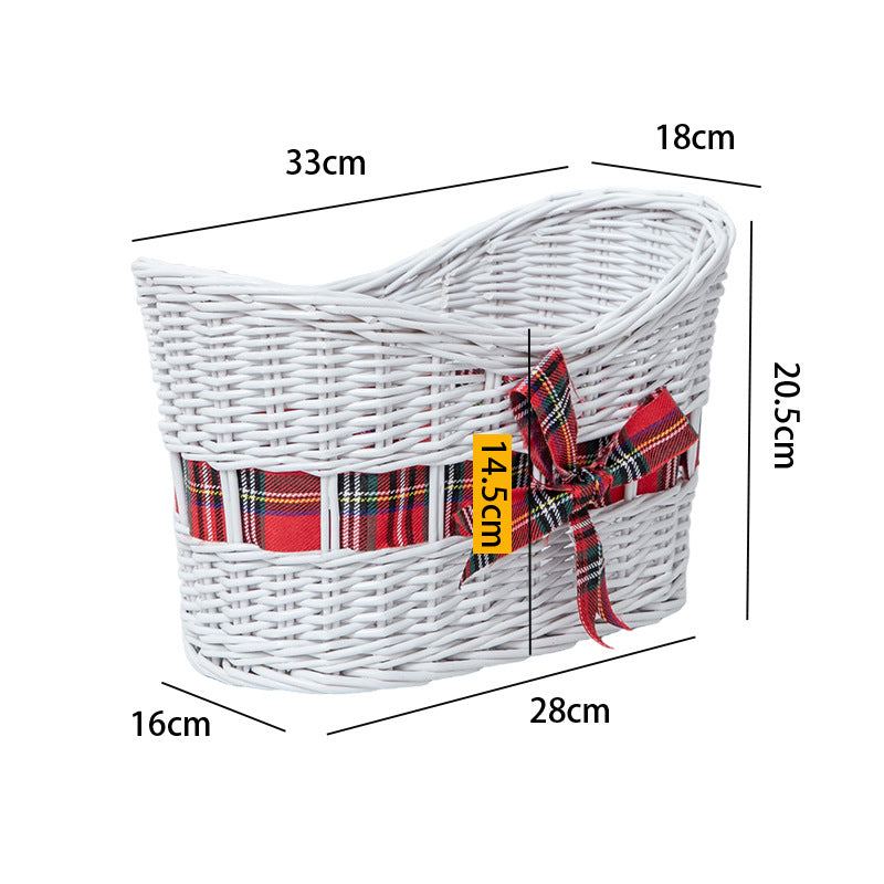 Decorative Woven Storage Basket with Festive Ribbon Kalsten