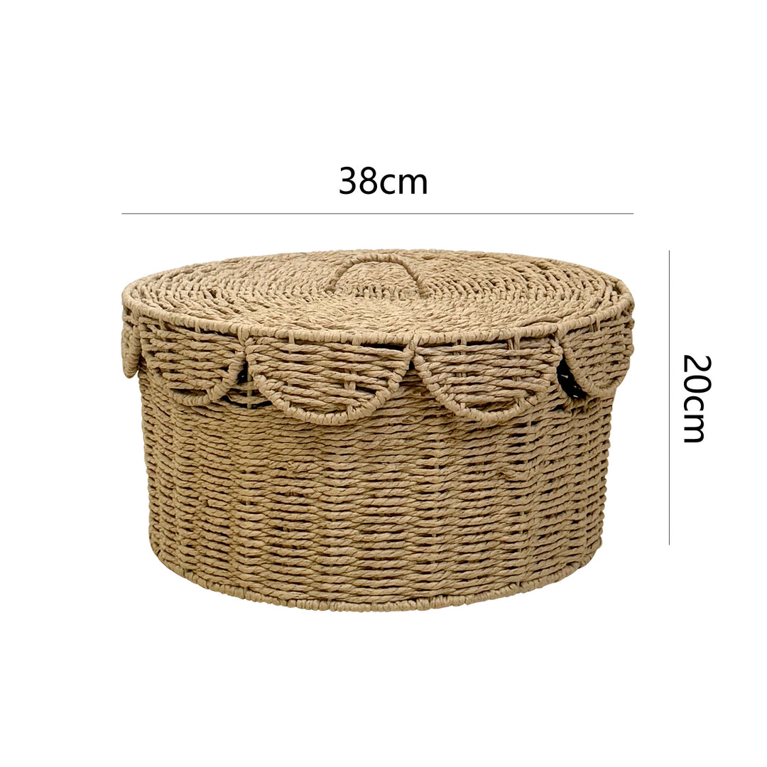 Rustic storage basket with lid Kalsten