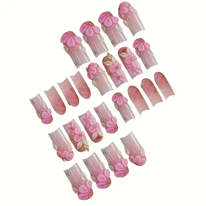 Floral-Accent Press-On Nail Art Kalsten