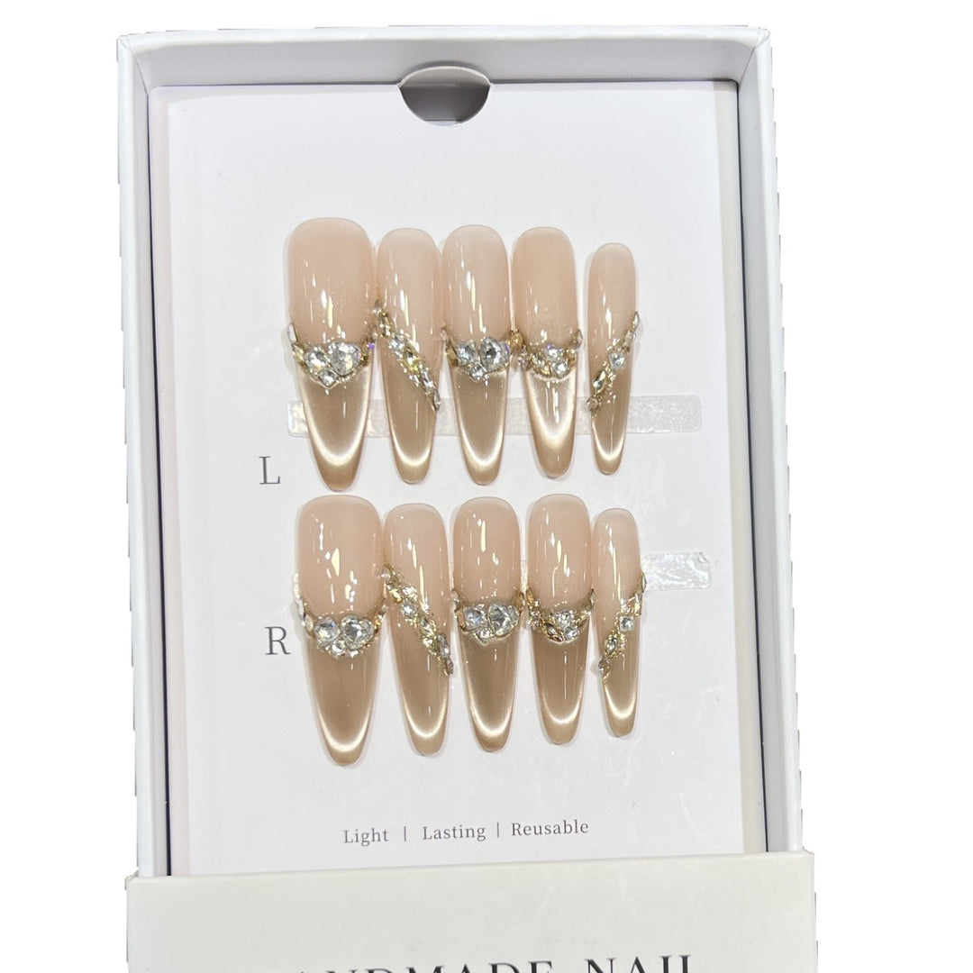 Elegant Stiletto Press-On Nail Set with Rhinestone Design Kalsten
