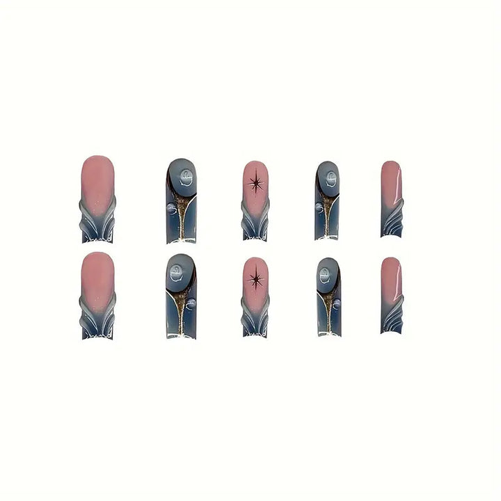 Artistic Abstract Press-On Nail Design Kalsten
