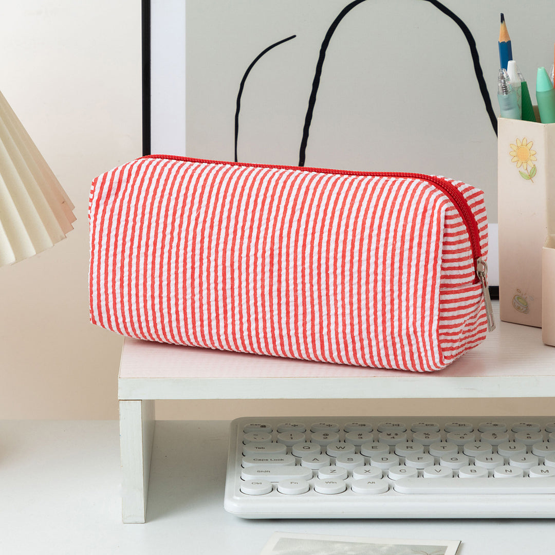 Striped Zippered Pencil Case Bag Kalsten