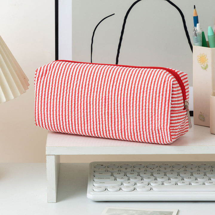 Striped Zippered Pencil Case Bag Kalsten