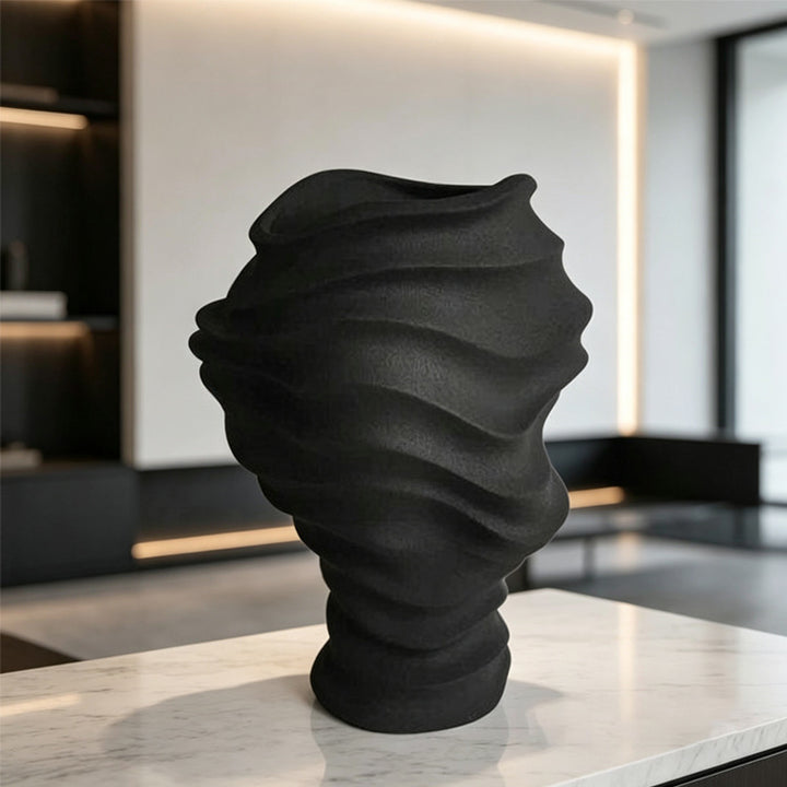 Elegant Contemporary Wave-Patterned Decorative Vase