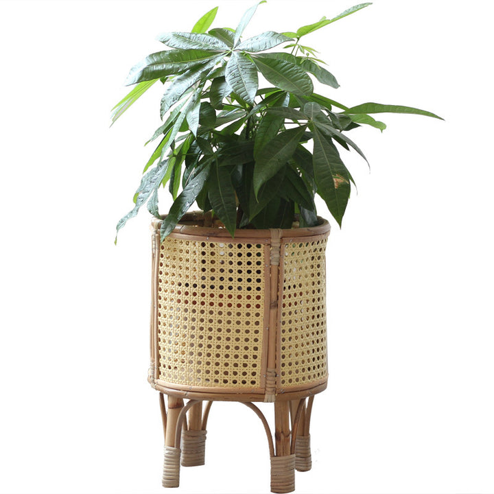 Stylish plant stand made of rattan Kalsten