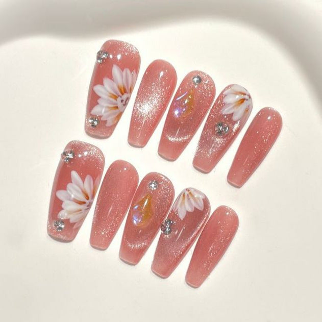 Floral Decorative Press-On Nail Set