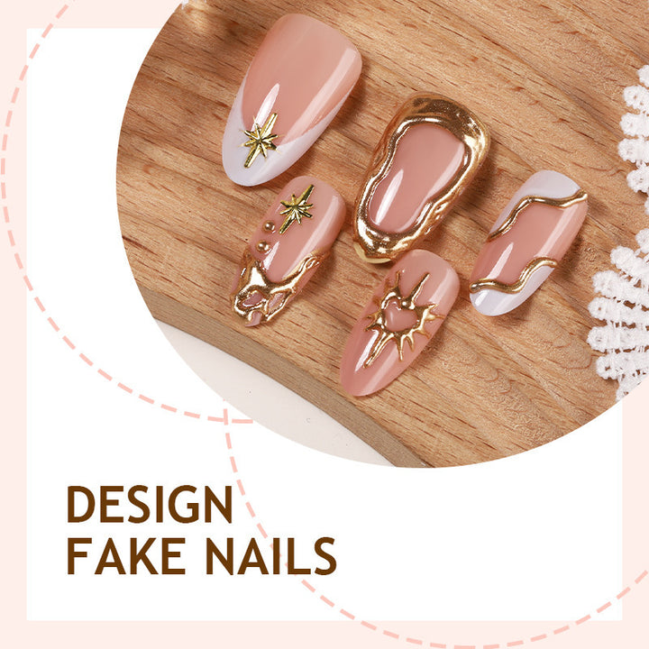 Acrylic nail set with luxurious gold accents and elegant designs Kalsten
