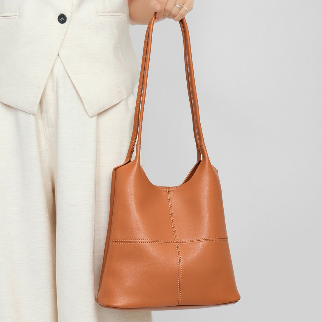 Sculpted Triangle-Base Shoulder Tote with Extended Dual Straps