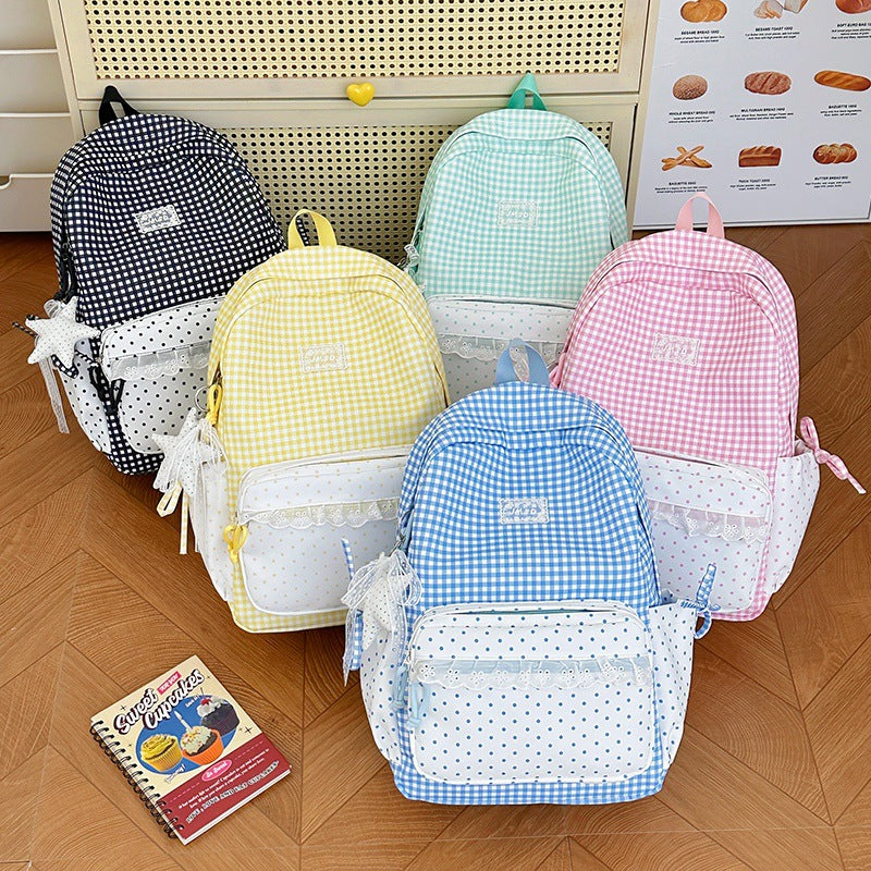 Stylish Gingham Pattern Backpack Kalsten