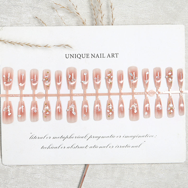 Artificial nail set with elegant glitter and flower decorations Kalsten