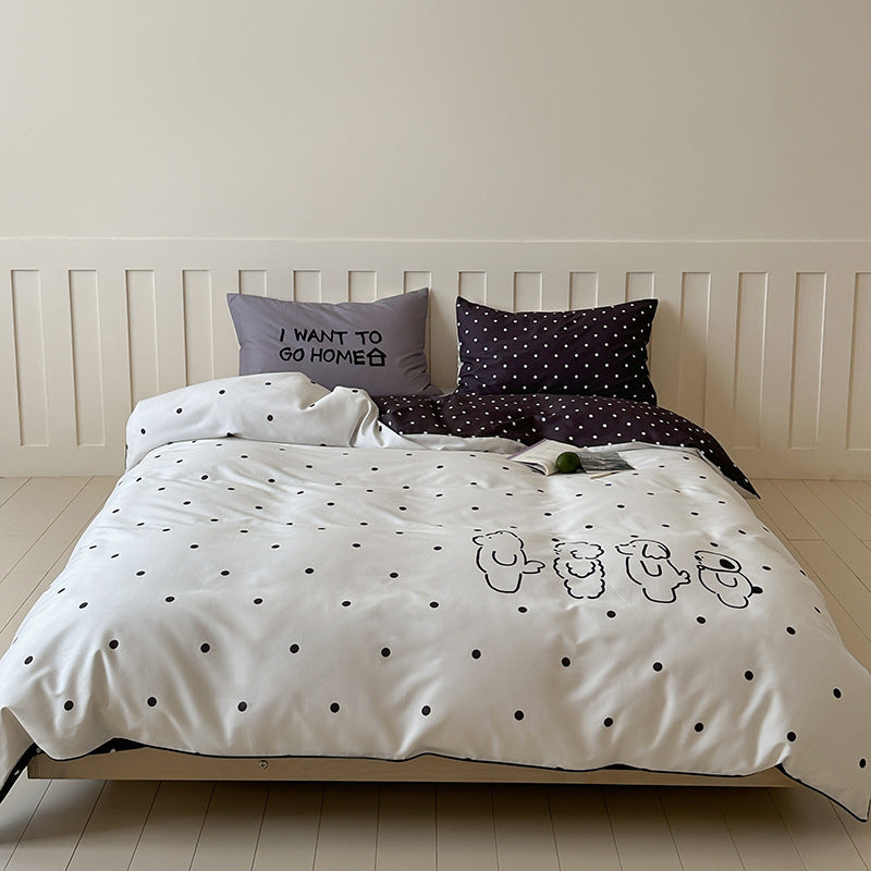 Duvet cover set made of cotton satin with Boho-Ethno pattern and reversible function