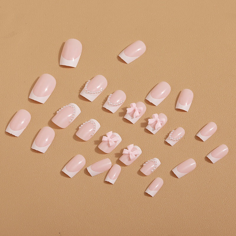 Artificial nail tips with elegant bows and pearl decorations Kalsten