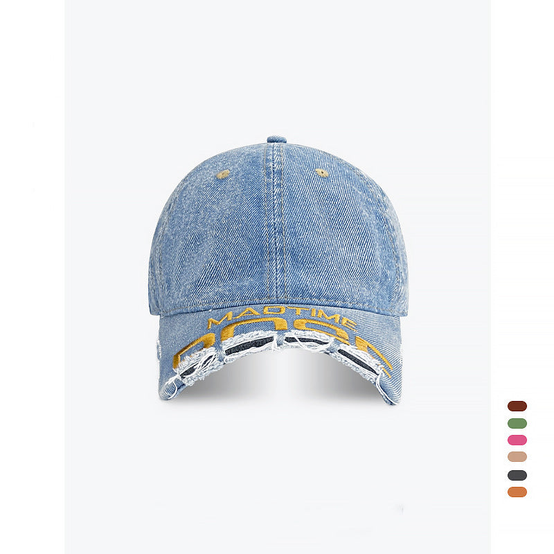 Distressed Denim Baseball Cap