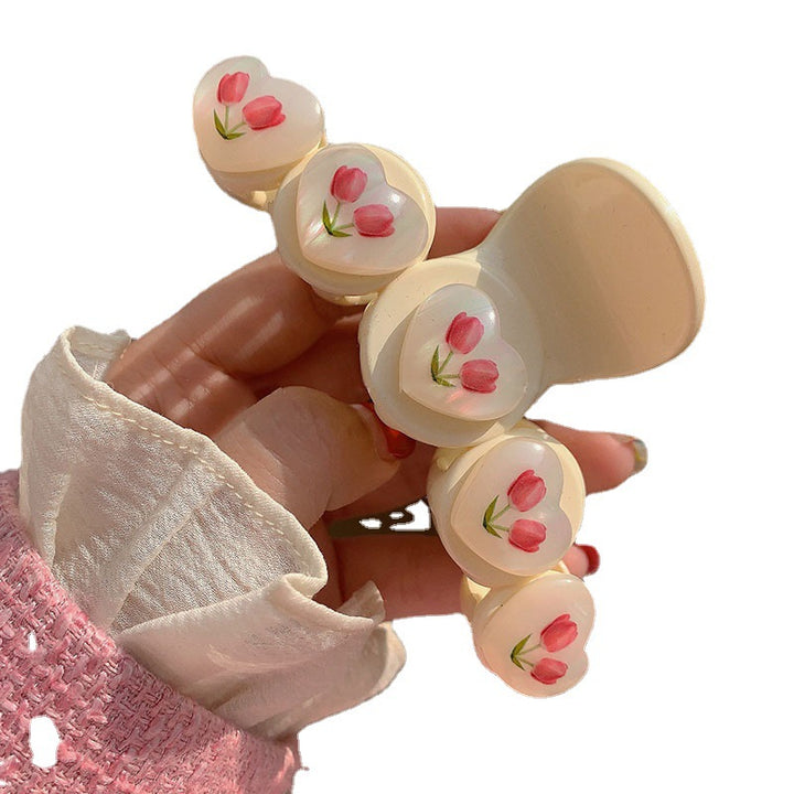 Heart-Shaped Floral Hair Claw Clip Kalsten