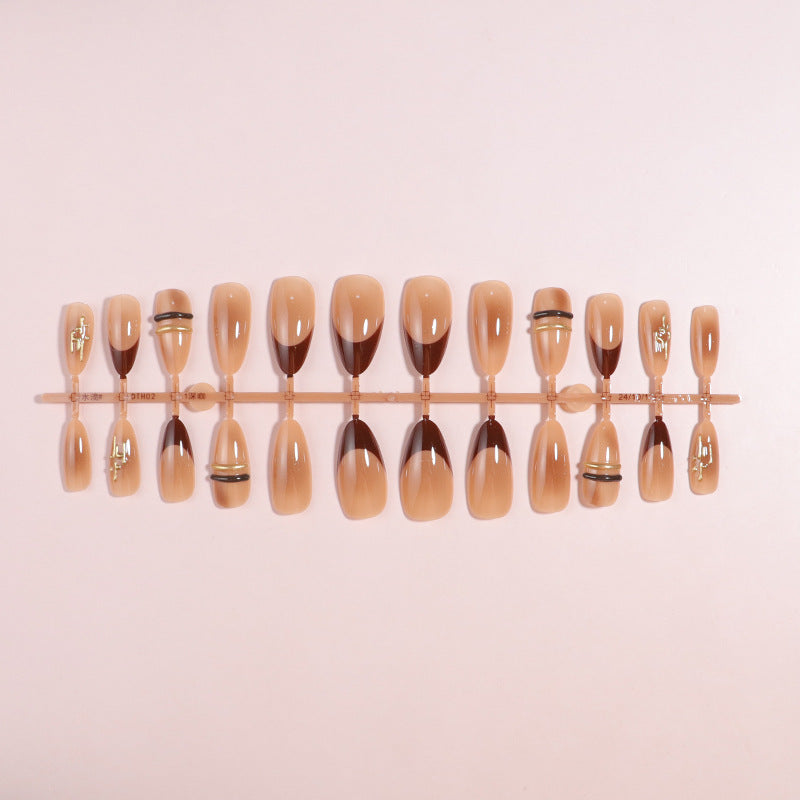 Elegant Ombre Press-On Nail Tips with Metallic Accents Kalsten