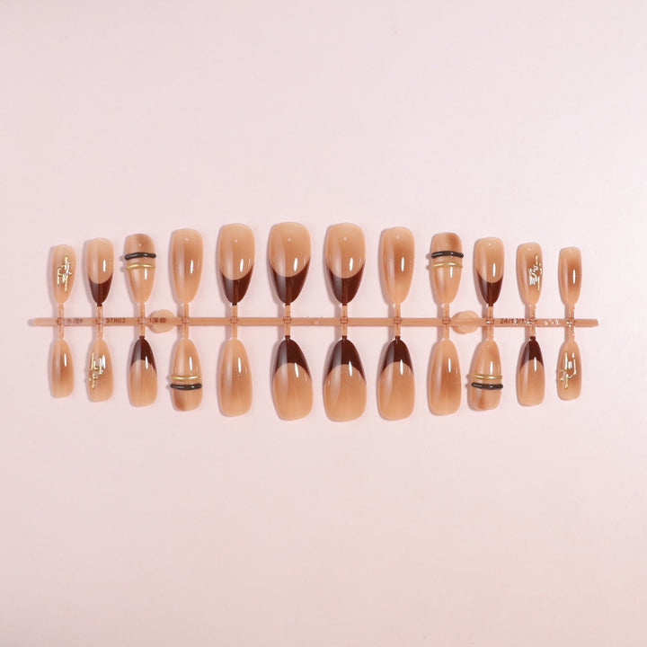 Elegant Ombre Press-On Nail Tips with Metallic Accents Kalsten