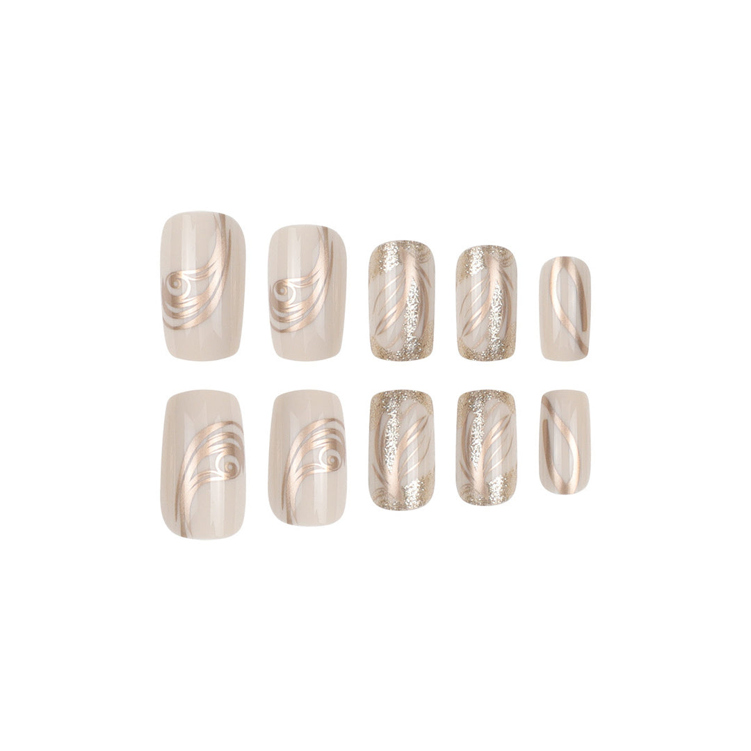Elegant Swirl Design Acrylic Press-On Nails Kalsten