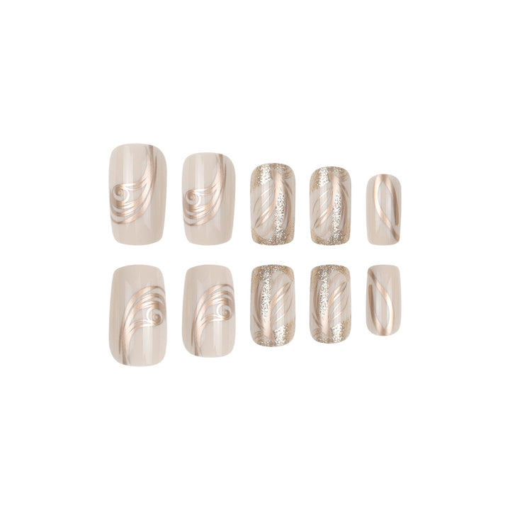 Elegant Swirl Design Acrylic Press-On Nails Kalsten