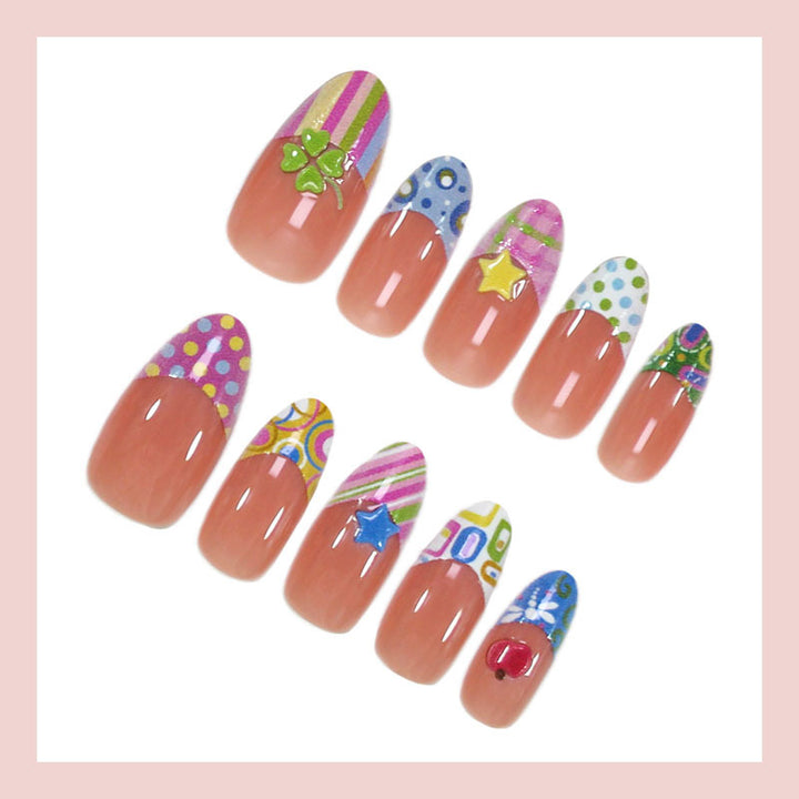 Artificial nail set with colorful summer motifs Kalsten