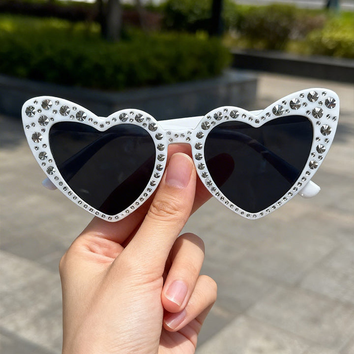 Rhinestone-Accented Heart-Shaped Sunglasses Kalsten