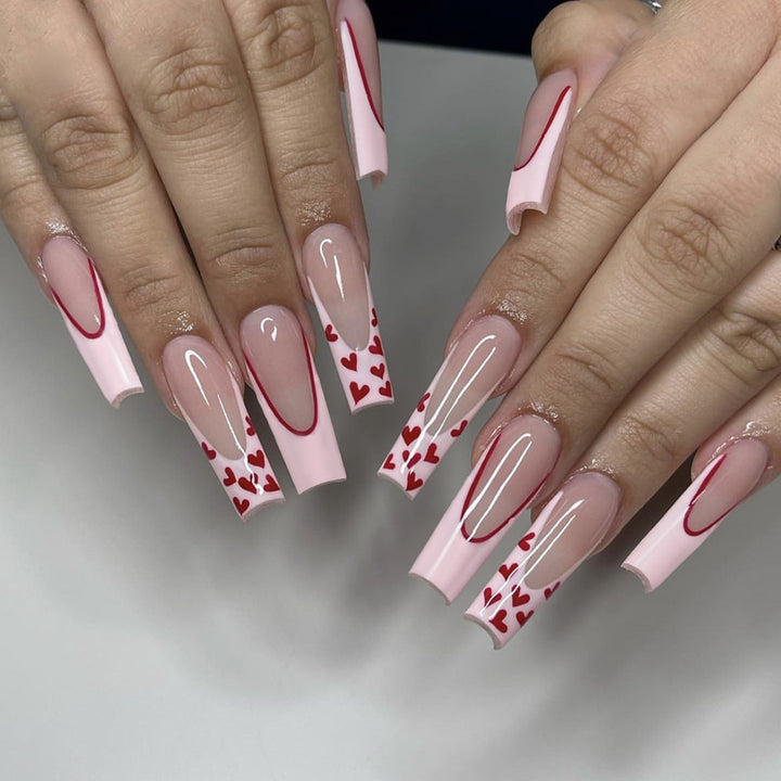 Romantic Heart-Accent Press-On Nail Set Kalsten