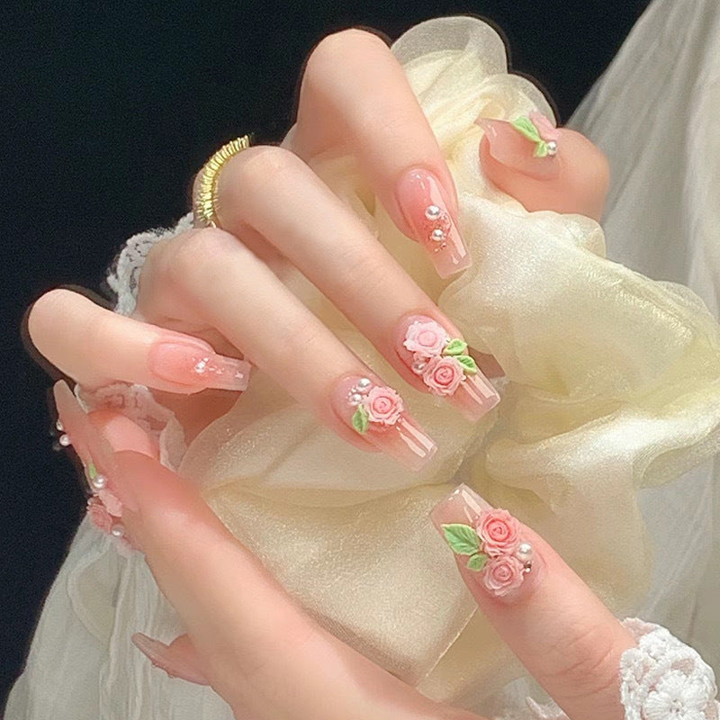 Romantic art nails with floral design Kalsten