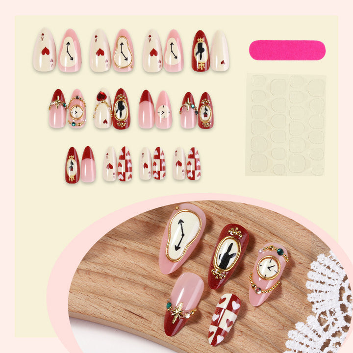 Creative nail art set with playful heart and clock motifs Kalsten
